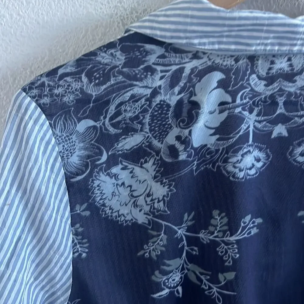 Free People Party in the Back Button Down Lightweight Top Blouse Medium